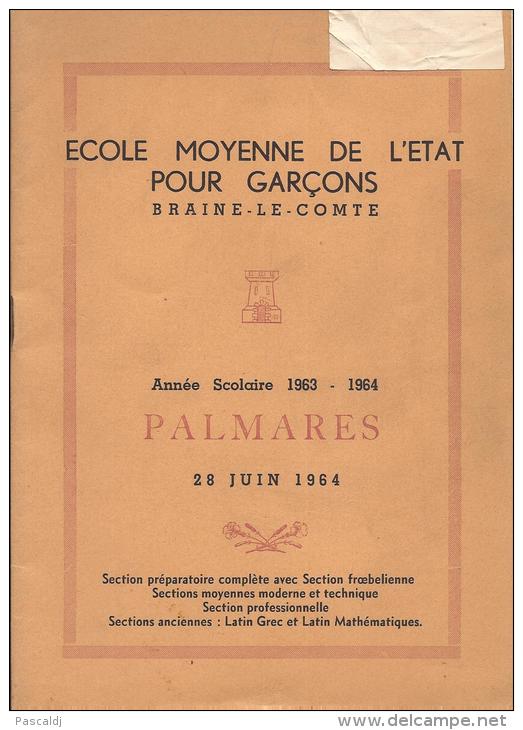 BRAINE-LE-COMTE - PALMARES 1964 - ECOLE MOYENNE DE L'ETAT POUR GARCONS - Diplomi E Pagelle