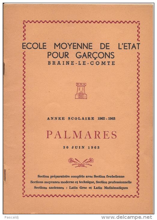 BRAINE-LE-COMTE - PALMARES 1963 - ECOLE MOYENNE DE L'ETAT POUR GARCONS - Diplome Und Schulzeugnisse