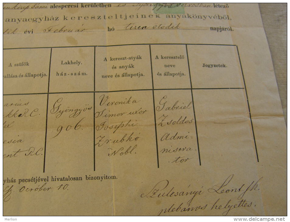 Hungary -  Gyöngyös - Heves - 1870 - Maria Josepha - Ignatius Bakk   - Theresia Lorent TM023.3 - Naissance & Baptême