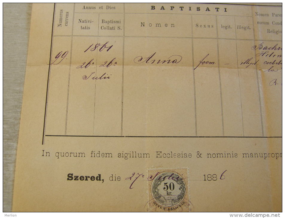 Slovakia - 1886 Szered - Sered  - Anna - Helena Bachrati -  Ernestus Ploatschek   TM023.9 - Birth & Baptism