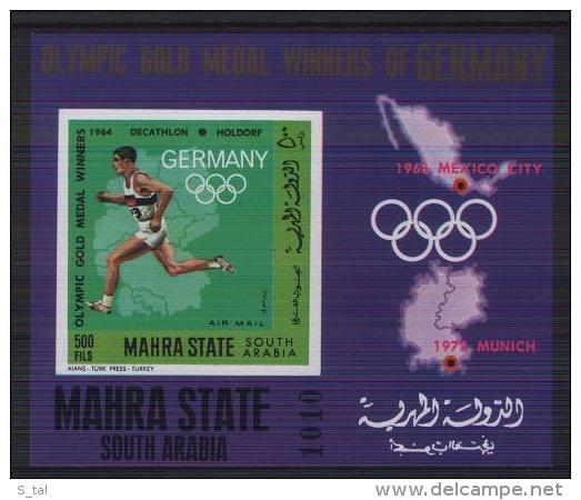 MAHRA  STATE  Olympic Games-68  S/Sheet Imper.  MNH - Autres & Non Classés