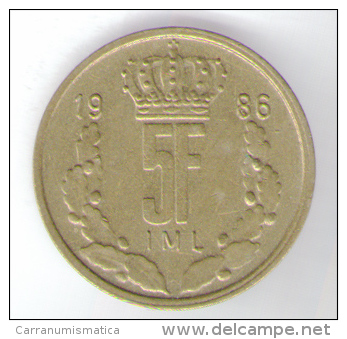 LUSSEMBURGO 5 FRANCS 1986 - Lussemburgo