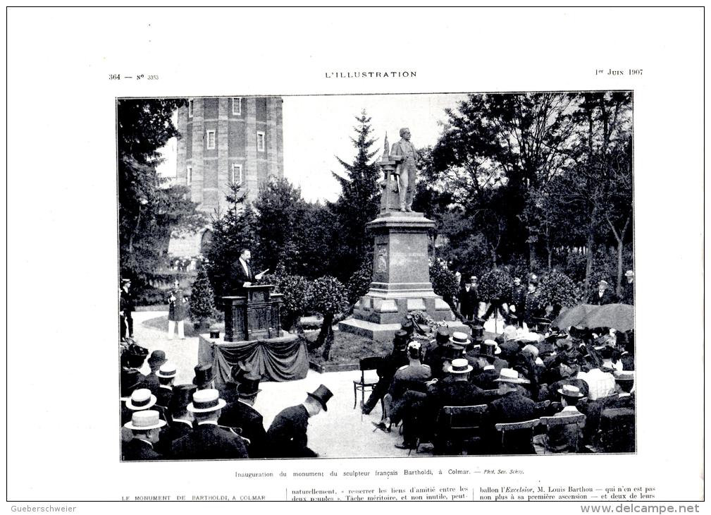 L'ILLUSTRATION Du 1er Juin 1907 32 Pages Richement Illustré Photo Inauguration Du Monument De Bartholdi à Colmar - 1900 - 1949