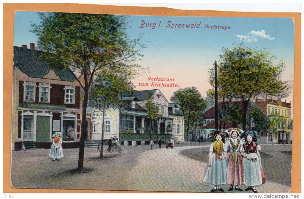 Burg I Spreewald Dorfstrasse Restaurant Zum Reichsadler 1910 Postcard - Burg (Spreewald)