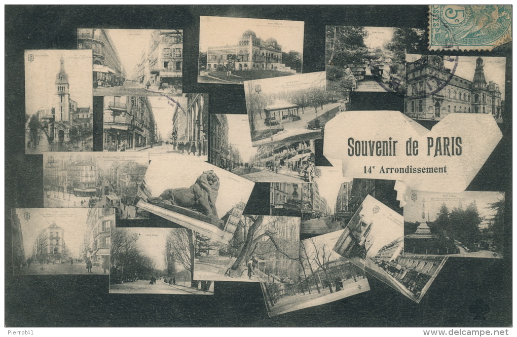 PARIS - Carte Avec Vues Multiples "Souvenir De PARIS - 14 ème Arrondissement " - Distretto: 14