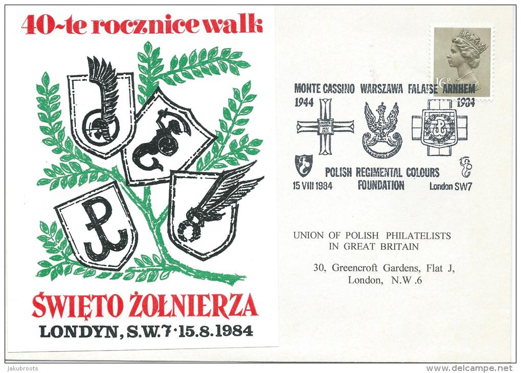 1984. POLISH REGIMENTAL COLOURS , COMMEMORATE THE POLISH FORCES. REUNION DAY - Gouvernement De Londres (exil)