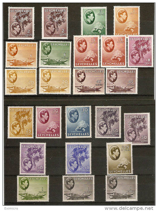 SEYCHELLES 1938-49 SET TO 2R 25 SG 135/148 MOUNTED MINT Cat £771+ - Seychellen (...-1976)