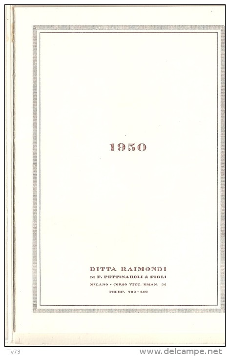 EB023 - Calendrier 1950 - Edizione Omaggio - Ditta Raimondi - MILANO - Autres & Non Classés
