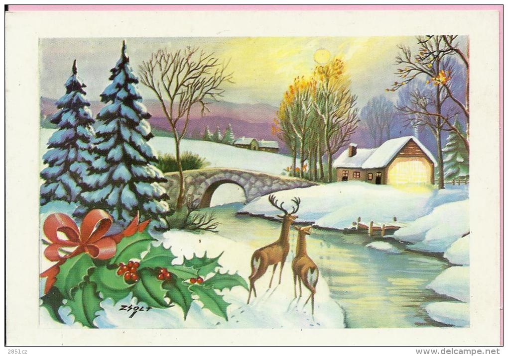 HAPPY NEW YEAR - Stone Bridge And Deer, 1983., Yugoslavia (Jež, C-36357) - Anno Nuovo