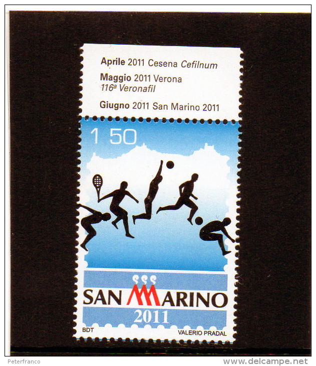 2011 San Marino - Sport Nella Filatelia - Neufs