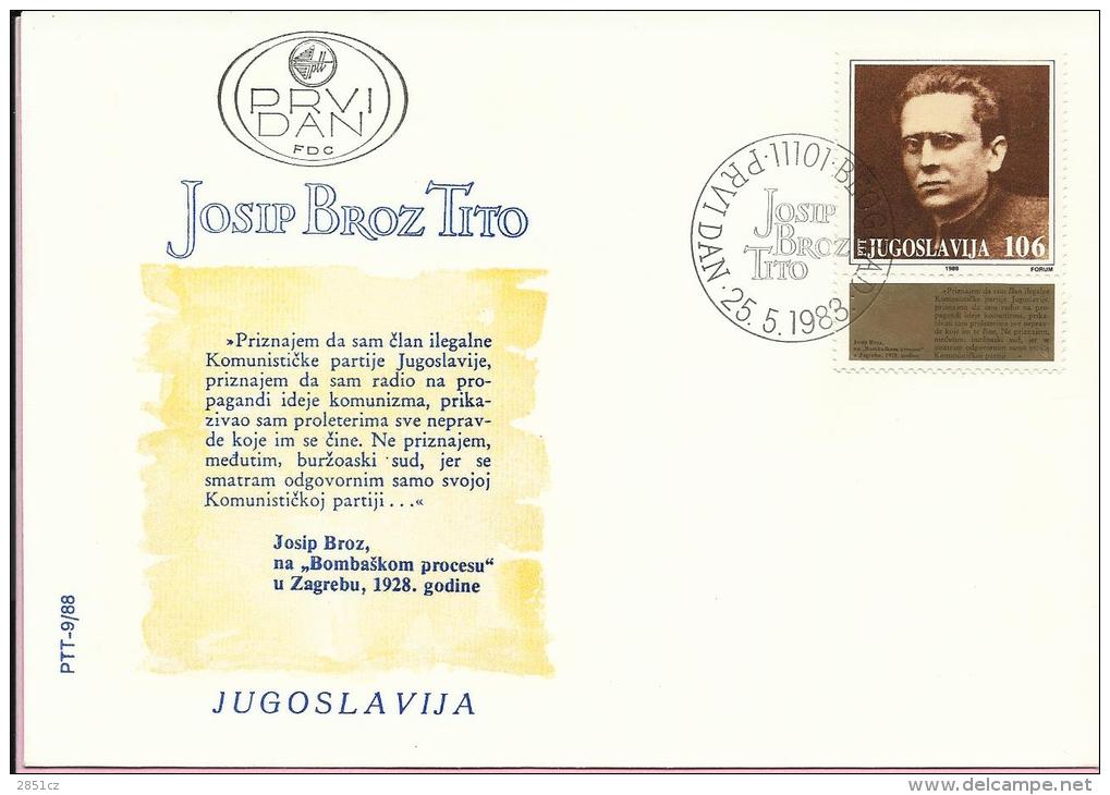 Josip Broz Tito, Beograd, 25.5.1988., Yugoslavia , FDC PTT-9/88 - FDC