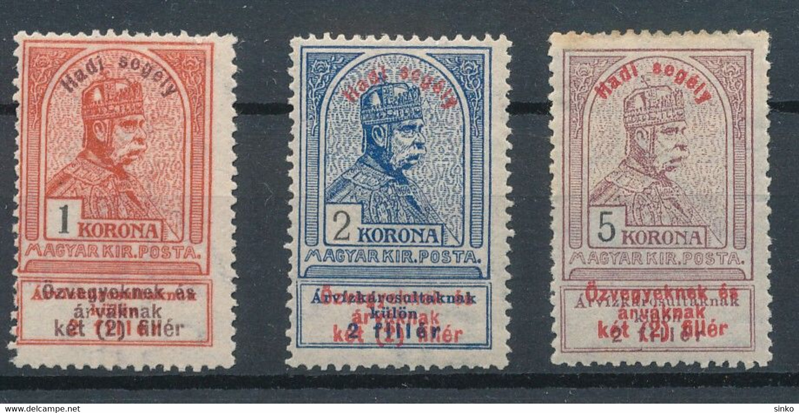 1914. Military Aid (I.) 1K,2K,5K - Unused Stamps