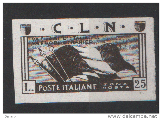 Fra467 Emissione Locale CLN Aosta, 1944 Non Dentellati, Unperforated, Politica, Politics Stamps, Bandiera - Comitato Di Liberazione Nazionale (CLN)