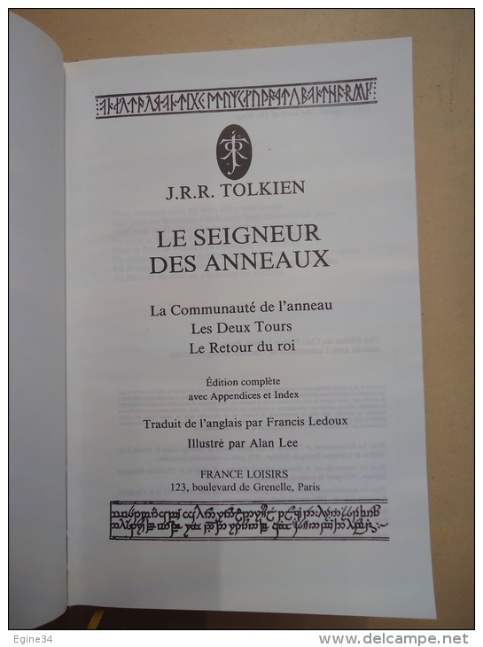 J.R.R. TOLKIEN - Le Seigneur Des Anneaux - Illustré Par ALAN LEE - Edition Complète - Fantastique