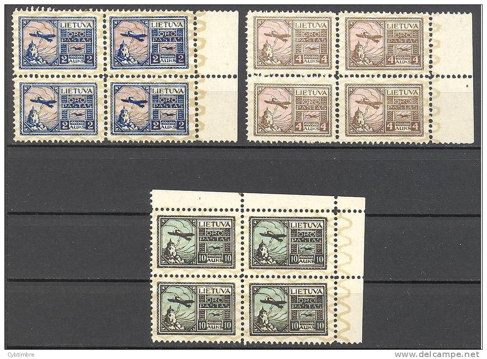 Lituanie: Yvert A 15/7**; MNH; Bloc De 4 Bord De Feuille; Voir Scan - Lituania