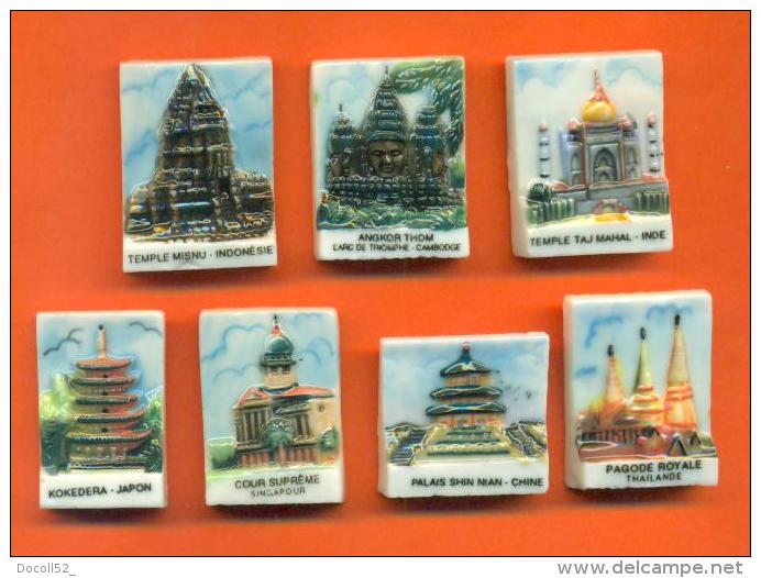 Serie Complete De 7 Feves Plates "  Les Temples  " 199? - Paesi