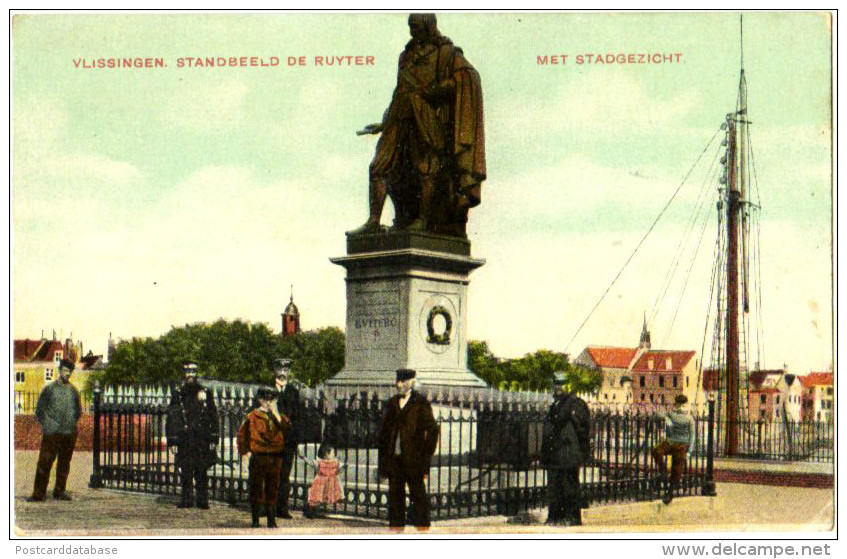 Vlissingen - Standbeeld De Ruyter Met Stadgezicht - Vlissingen