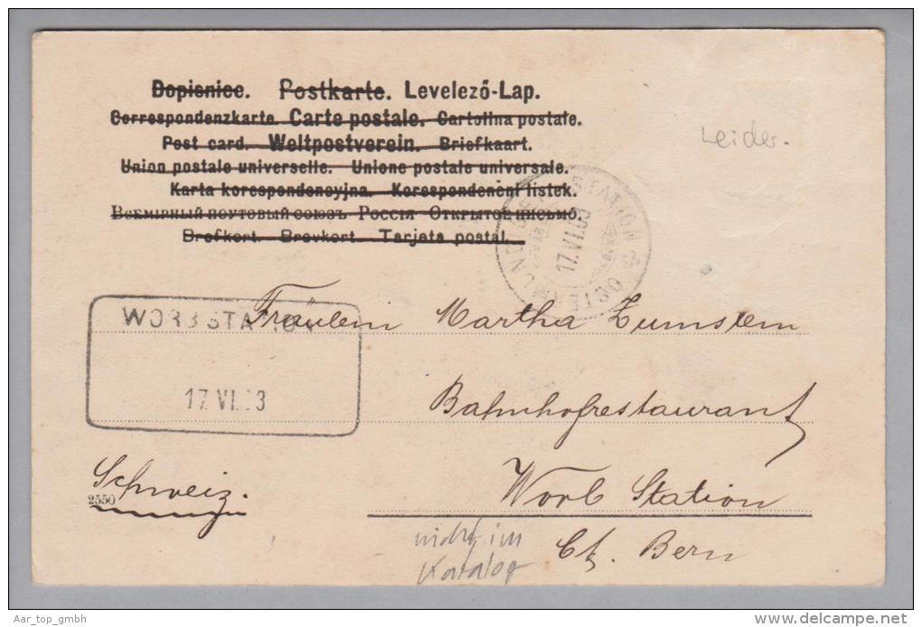 Heimat BE Worb Station 1903-06-17 Ankunfts-Aushilfs-Stempel Auf AK Marke Abgelöst - Lettres & Documents