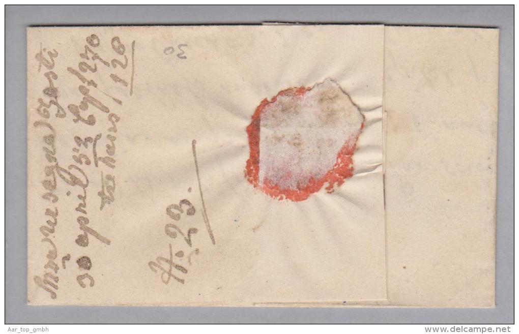 Heimat GR Filisur 1852-04-30 Langstempel Blau Brief Nach Tinzen - 1843-1852 Kantonalmarken Und Bundesmarken