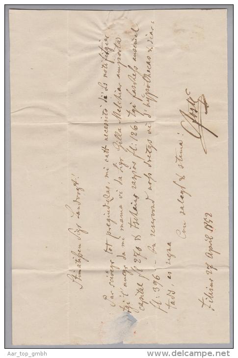 Heimat GR Filisur 1852-04-30 Langstempel Blau Brief Nach Tinzen - 1843-1852 Kantonalmarken Und Bundesmarken