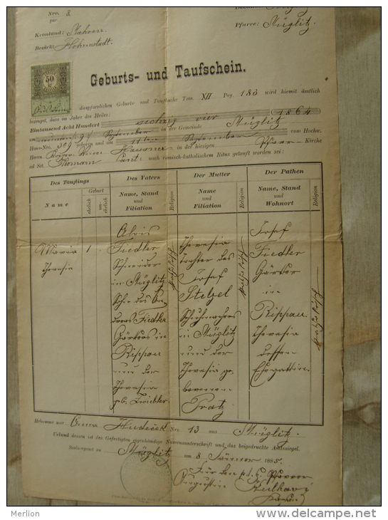 Czech Rep.  1885 -  Mohelnice  - Müglitz -Sumperk -Olomuc - Alois Fiedler TM033.6 - Birth & Baptism