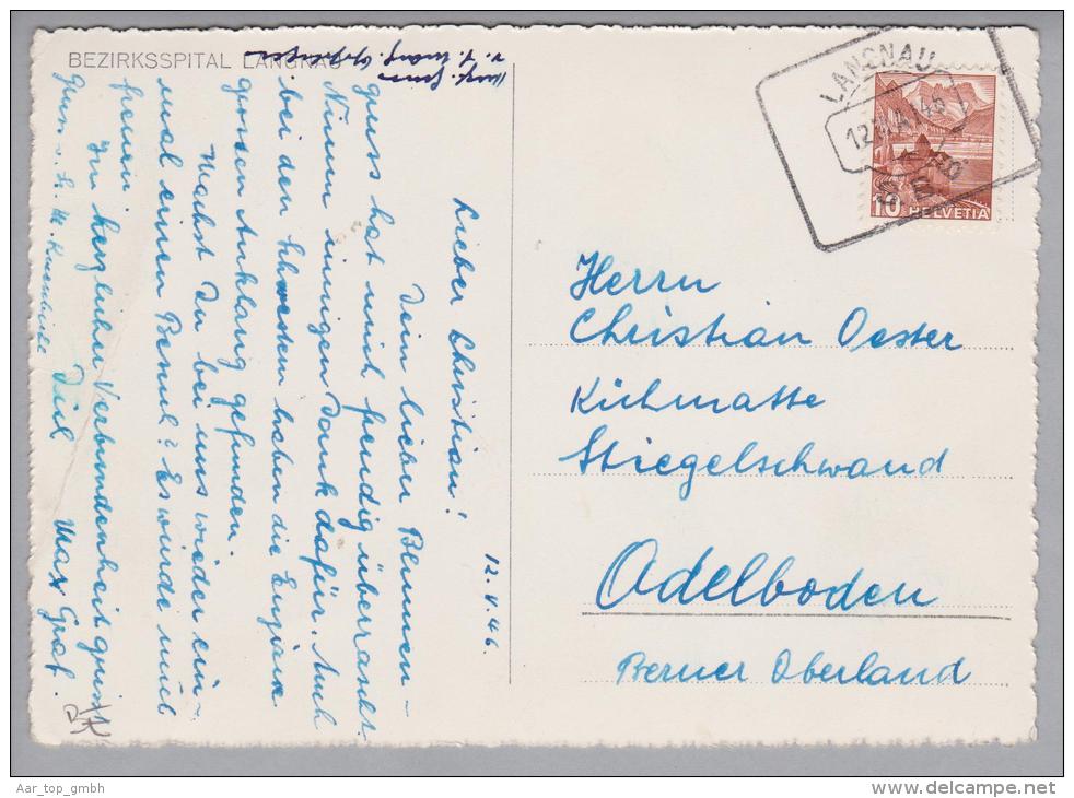 Heimat BE Langnau 1946-05-12 Bahnstationsstempel Auf AK Nach Adelboden - Covers & Documents