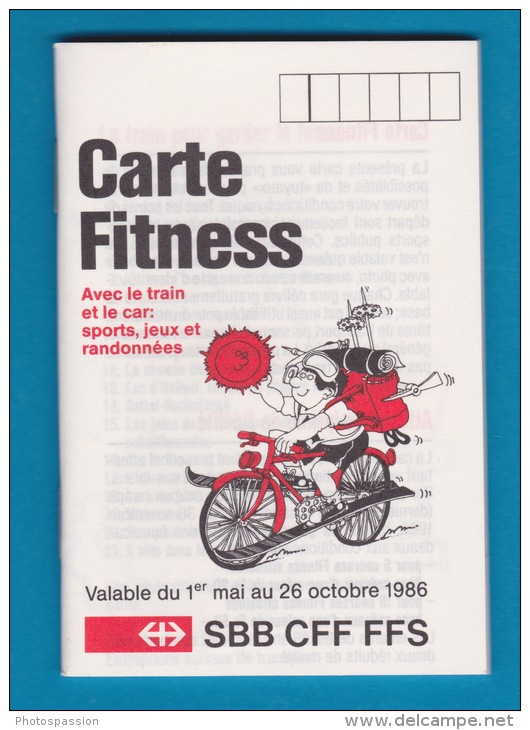 SBB CFF FFS - Carte Fitness 1986 - - Non Classés