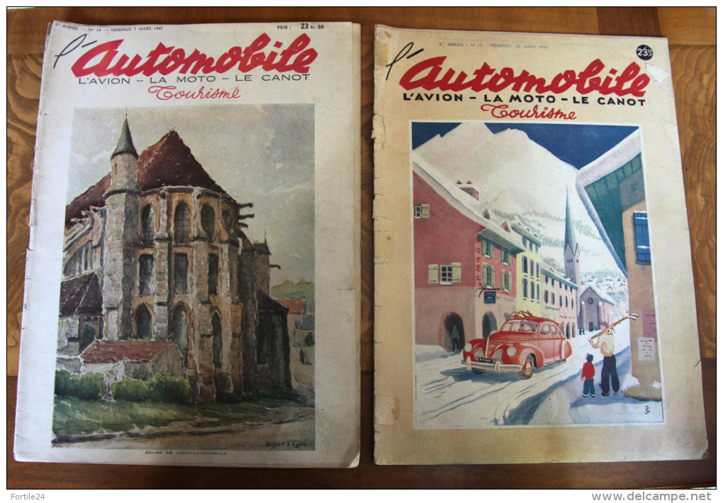 2 Vieux Numéros L'Automobile, L'avion La Moto Le Canot N° 14 Et 15 ; Mars 1947 - 1900 - 1949