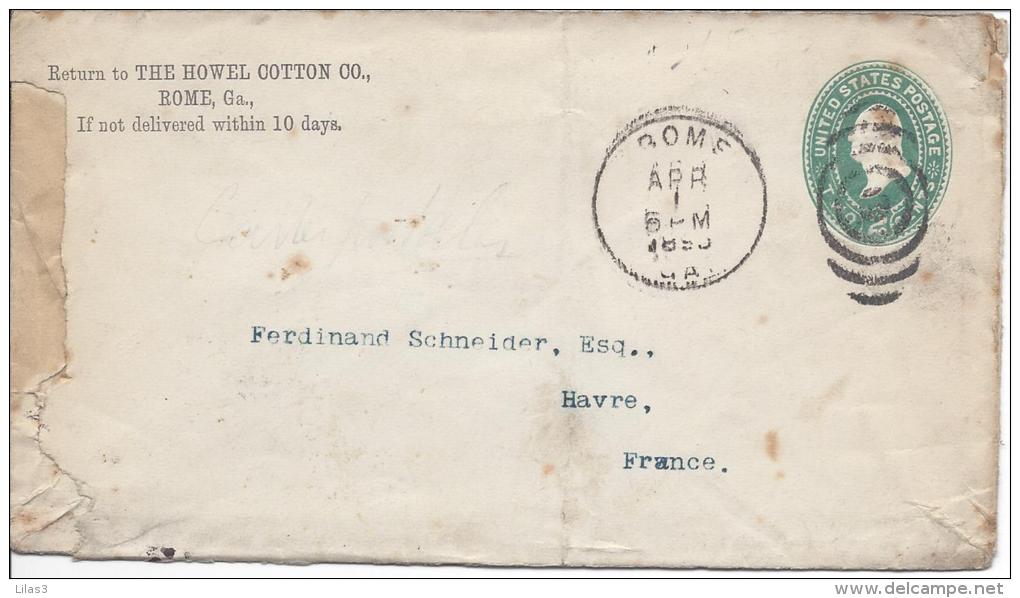1c Bleu Rome  1890 Pour La France. Machine à Oblitérer. Enveloppe Défectueuse - ...-1900