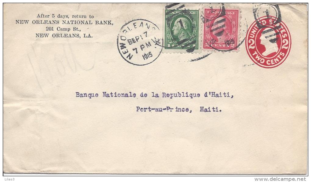 2c Rouge NEW ORLEANS 17/9/1915 Avec Complément D'affranchissement Pour Haïti. - 1901-20