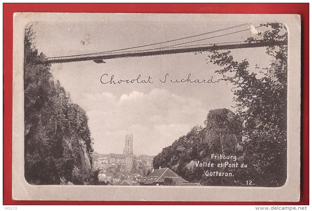 AFR-004 Fribourg Vallée Et Pont Du Gotteron,   Non Circulé, Petite Marque , Chocolat Suchard - Fribourg