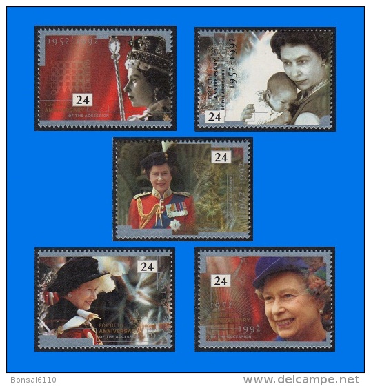 GB 1992-0003, 40th Anniversary Of Accession, Set Of 5 Stamps, MNH - Neufs