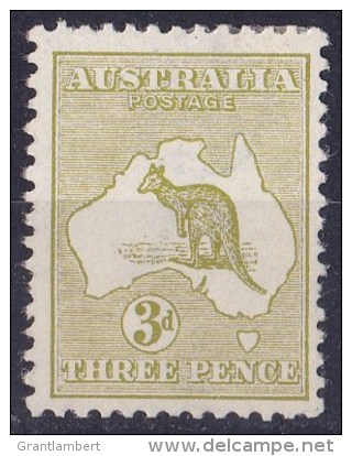 Australia 1913 Kangaroo 3d Olive 1st Wmk Die I MH - - Mint Stamps