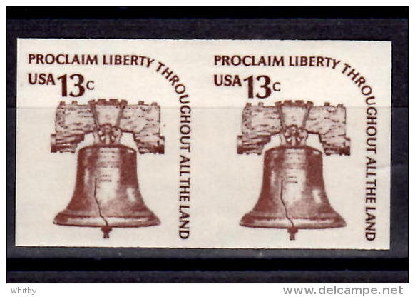 U.S.A. 1975 13 Cent Liberty Bell Imperf Pair #1618b - Errors, Freaks & Oddities (EFOs)