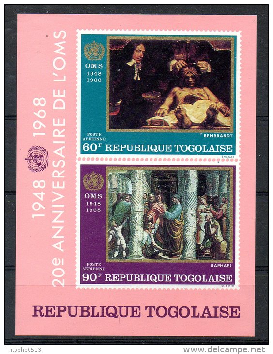 TOGO. BF 31 De 1968 (neuf Sans Charnière : MNH). OMS/Tableaux De Rembrandt & Raphaël. - OMS