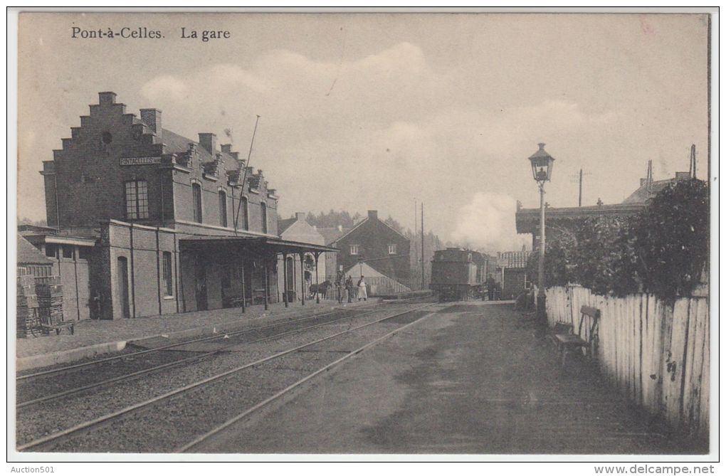 19645g GARE - LOCOMOTIVE à VAPEUR - Pont-à-Celles - 1910 - Pont-à-Celles