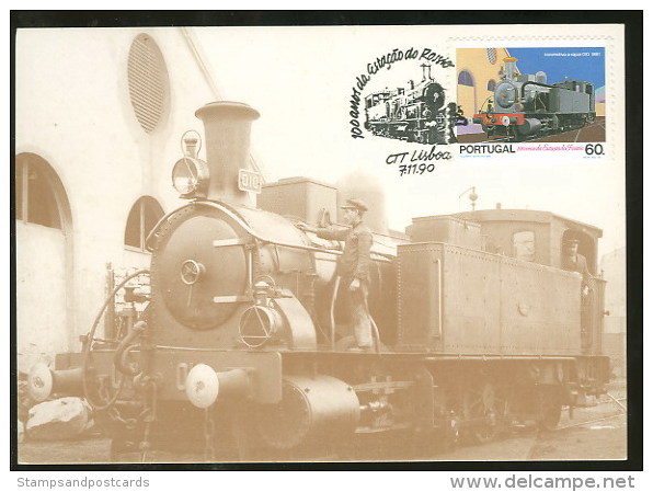 Portugal Carte Maximum 1990 Train A Vapeur Locomotive 010 De 1891 Maximum Card Steam Train - Tarjetas – Máximo