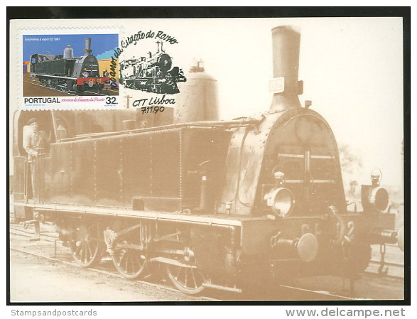 Portugal Carte Maximum 1990 Train A Vapeur Locomotive 02 De 1887 Maximum Card Steam Train - Maximumkarten (MC)