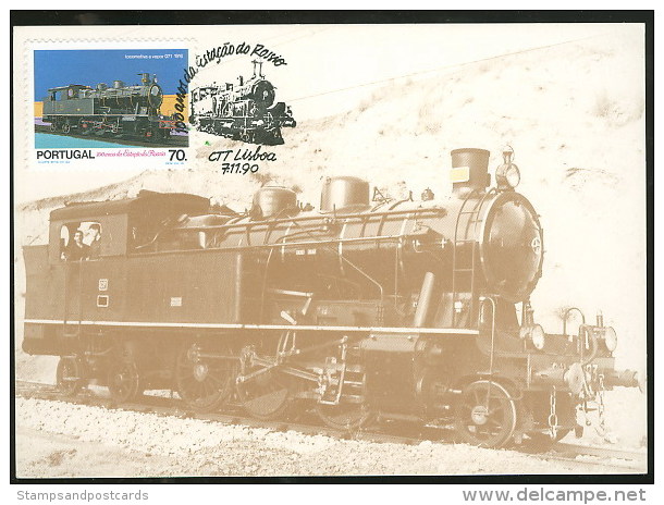 Portugal Carte Maximum 1990 Train A Vapeur Locomotive 071 De 1916 Maximum Card Steam Train - Cartes-maximum (CM)