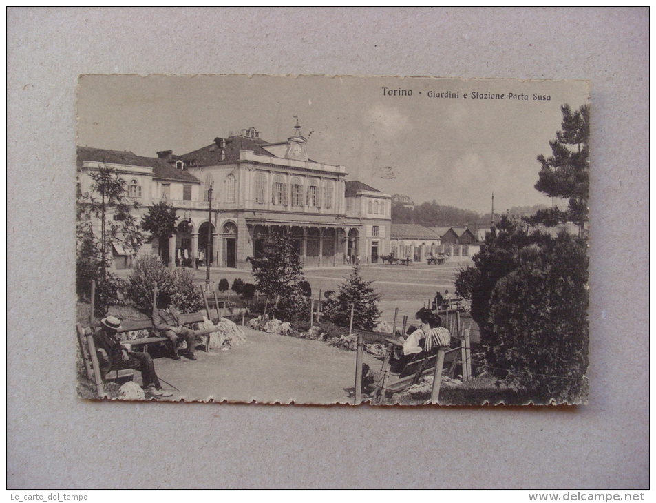 Cartolina TORINO - Giardini E Stazione Porta Susa. 1932 - Autres Monuments, édifices