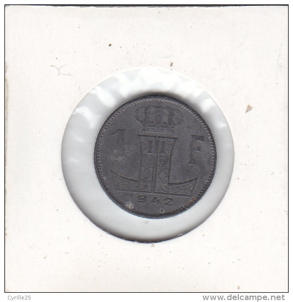 1 FRANC Zinc Léopold III 1942 FR/FL - 1 Franc