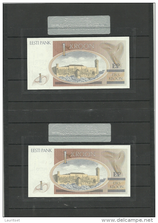 Estonia Estonie 1 Kroon 1992 Banknote UNC In Official Bank Holder Of  Estonian Bank 2 Notes In The Row!! - Estland