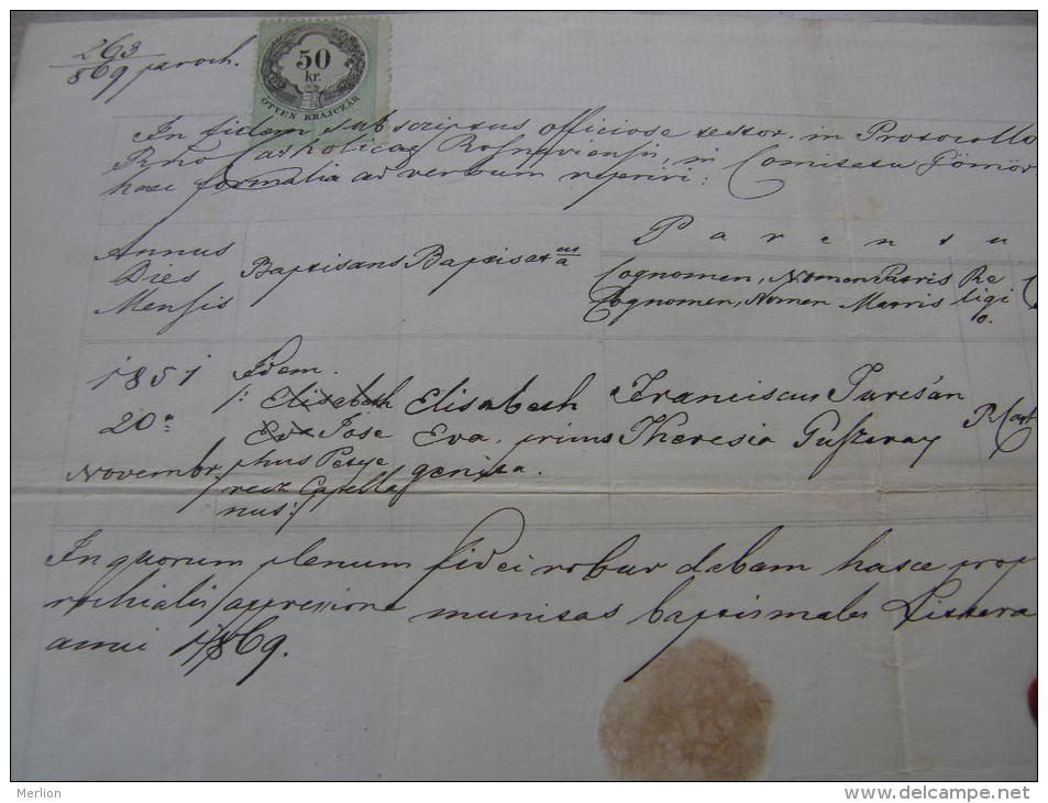 Old Paper - ROSNAU -Rozsnyó -Roznava - Gömör -Gemer -   Elisabeth Jurcsan ? Turcsán ? - 1869   DC5.1 - Birth & Baptism