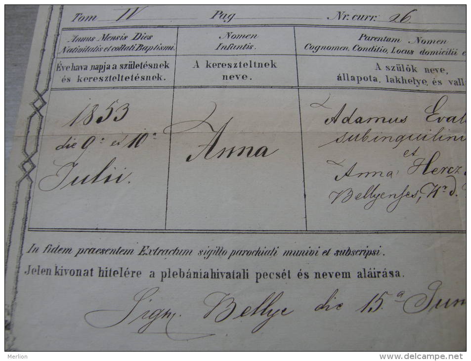 Old Paper -Croatia - Bellye - Bilje - Anna Evald - Anna Herczog  1871     DC5.3 - Naissance & Baptême