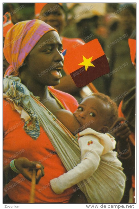 AFRICA, ANGOLA,MOTHER AND CHILD,FLAG OF ANGOLA, Old Photo Postcard - Non Classés