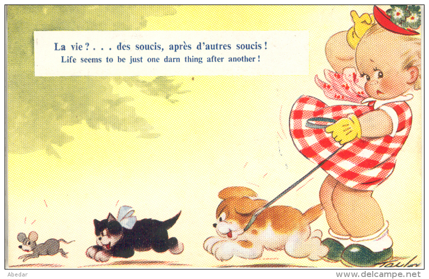 Cat  Chat  Katzen  Mouse  Souris Maus  Chien Signe Tayler  Illustrateur  Old Postcard  Cap. - Taylor