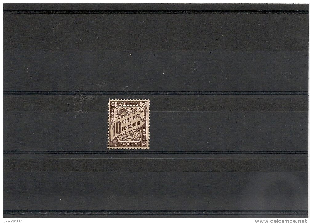 ANDORRE  Années 1938/41 TAXE N° Y/T :18* - Unused Stamps