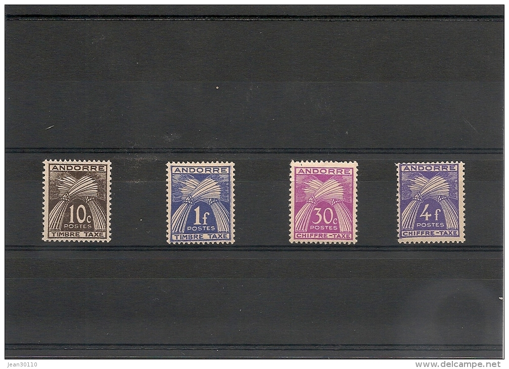 ANDORRE  Années 1943/46 TAXE N° Y/T :21-22-24-28** - Ungebraucht