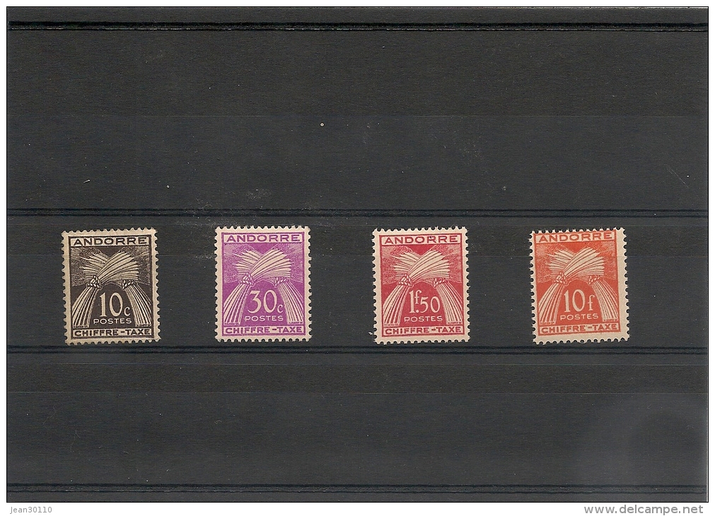 ANDORRE  Années 1943/46 TAXE N° Y/T :21-22-25-30* - Nuevos