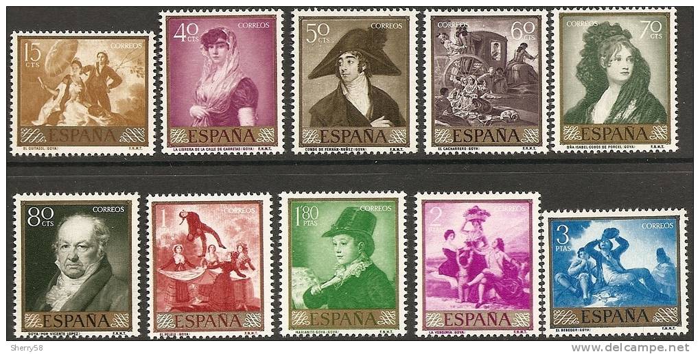 1958-ED. 1210a19-SERIE COMPLETA-PINTURAS DE GOYA-NUEVO - Unused Stamps